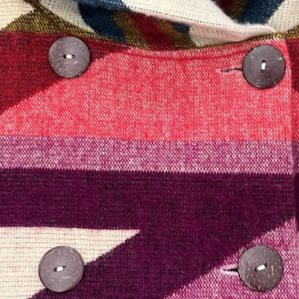 NTVES Jacket Geometric L Alpaca‎ Southwest Aztec Patchwork Ecuador Handmade Wool
